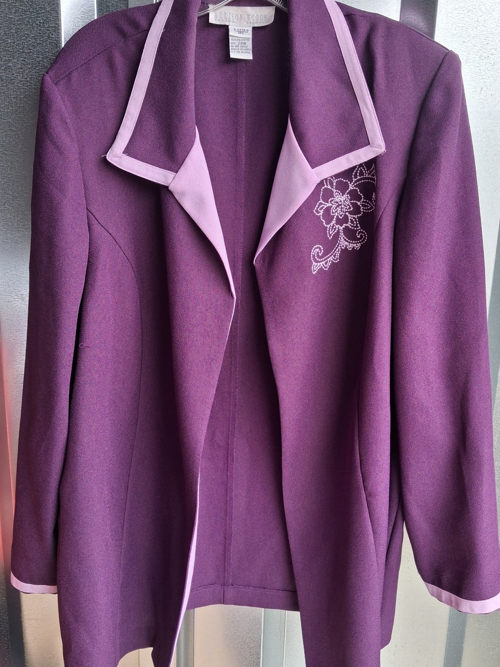 Vintage Allison Woods Purple Embroidered Women's Jacket & Skirt